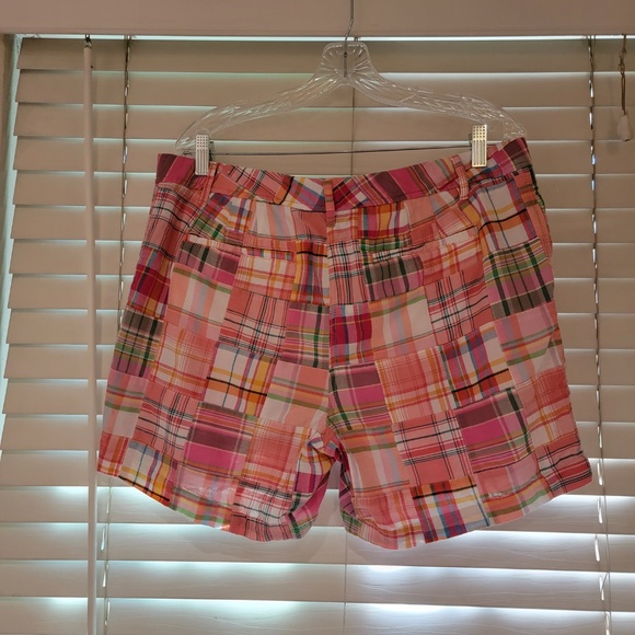 Talbots Chino Shorts Size 14P Madras Plaid Patchwork Colorful Preppy Beach - Picture 3 of 7